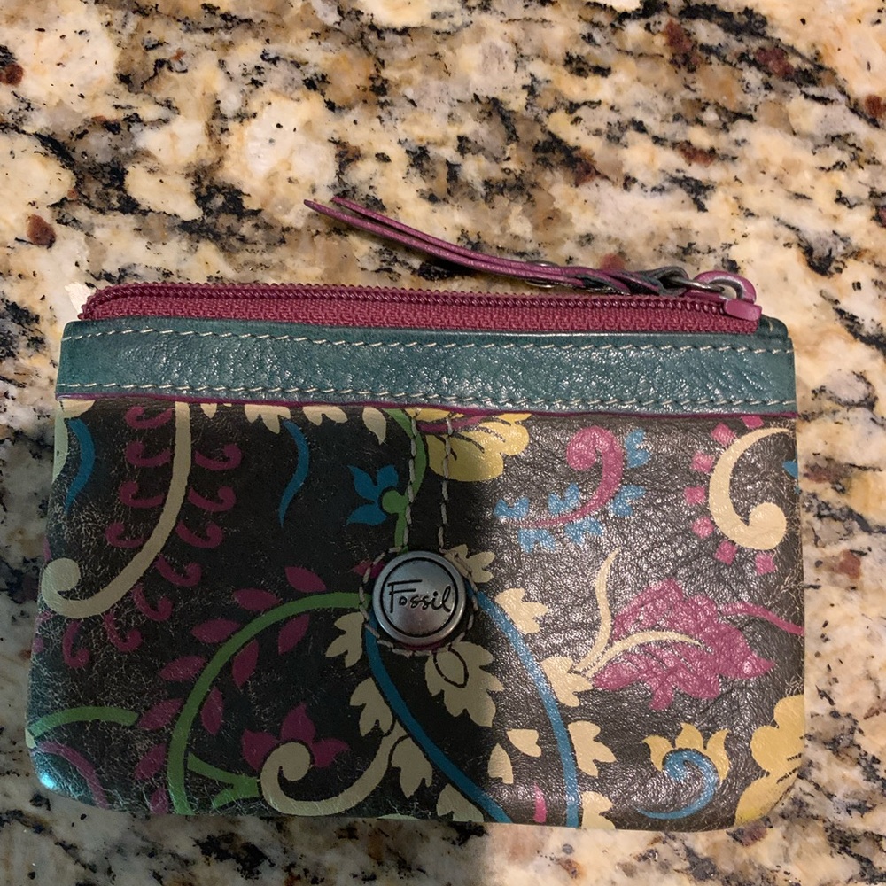 Fossil Floral Coin/ Card Holder Keychain